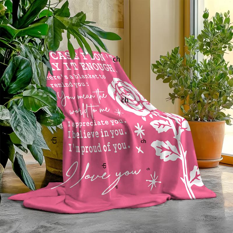 Countdown Sale! Gifts for Her, Anniversary Birthday Gifts for Girlfriend, Wife, Romantic Pink Blanket，A warm nap blanket，Applicable throughout the four seasons，with Rose Print, I Love You Gifts for Her, Wedding, Valentines Day Gift, Soft Throw Blanket