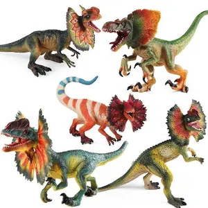 Oenux Jurassic Carnivorous Dilophosaurus Solid PVC Dinosaur Toy Action Figures Animal Model Collection Kids Gift