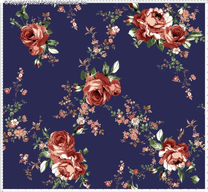 Crepe Techno Printed Nohelia Stretch Crepe Fabric by the Yard Floral Rose Daisy Print Prom Dress Apparel Sewing