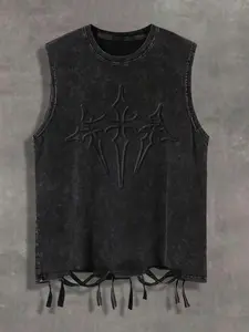 Men's Graphic Print Tank Top, Casual Street Sleeveless Round Neck Top for Summer, Men's Clothes for Daily Wear, Sleeveless Tank Tops, Cotton