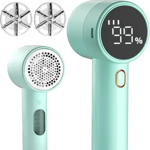 Electric Fabric Defuzzer & Lint Remover - 6-Blade Cutter, LED Display, 3 Speeds, Safety Lock, 2600mAh Battery, Portable & Compact Design