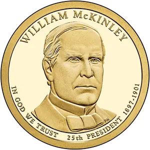US 250th Anniversary Coin, 4th of July Metal Coin, William McKinley Collection, Vintage Style Souvenir Gift for History Lovers, Coin Collectors, American.