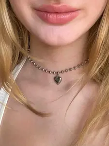 Women's Casual Stainless Steel Necklaces, Charm Necklaces Perfect for Daily Use, Heart Design Necklace, Minimalist Necklace, Love Heart Necklace, Heart Pendant Necklaces