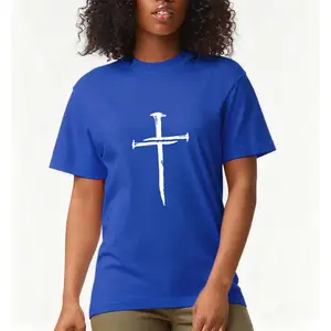 Christian Jesus Nail Cross Christian Faith Tee for Men Women, Short Sleeve Crewneck Cotton Tops Fashion Outfits Trendy Tee Unisex Cotton T Shirts
