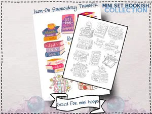 Mini Set Bookish Iron-On Embroidery Transfers – Iron-On Sheet for Stitching & Mending | Cottagecore Literary Nerd DIY Craft, Hoops, Patches