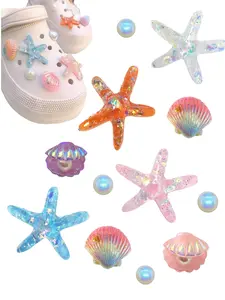 Cute Starfish & Shell Design Shoe Charms, Fashionable Shoes Decorations for Women's Clogs, Beach Theme Shoes Accessories for Daily Wear