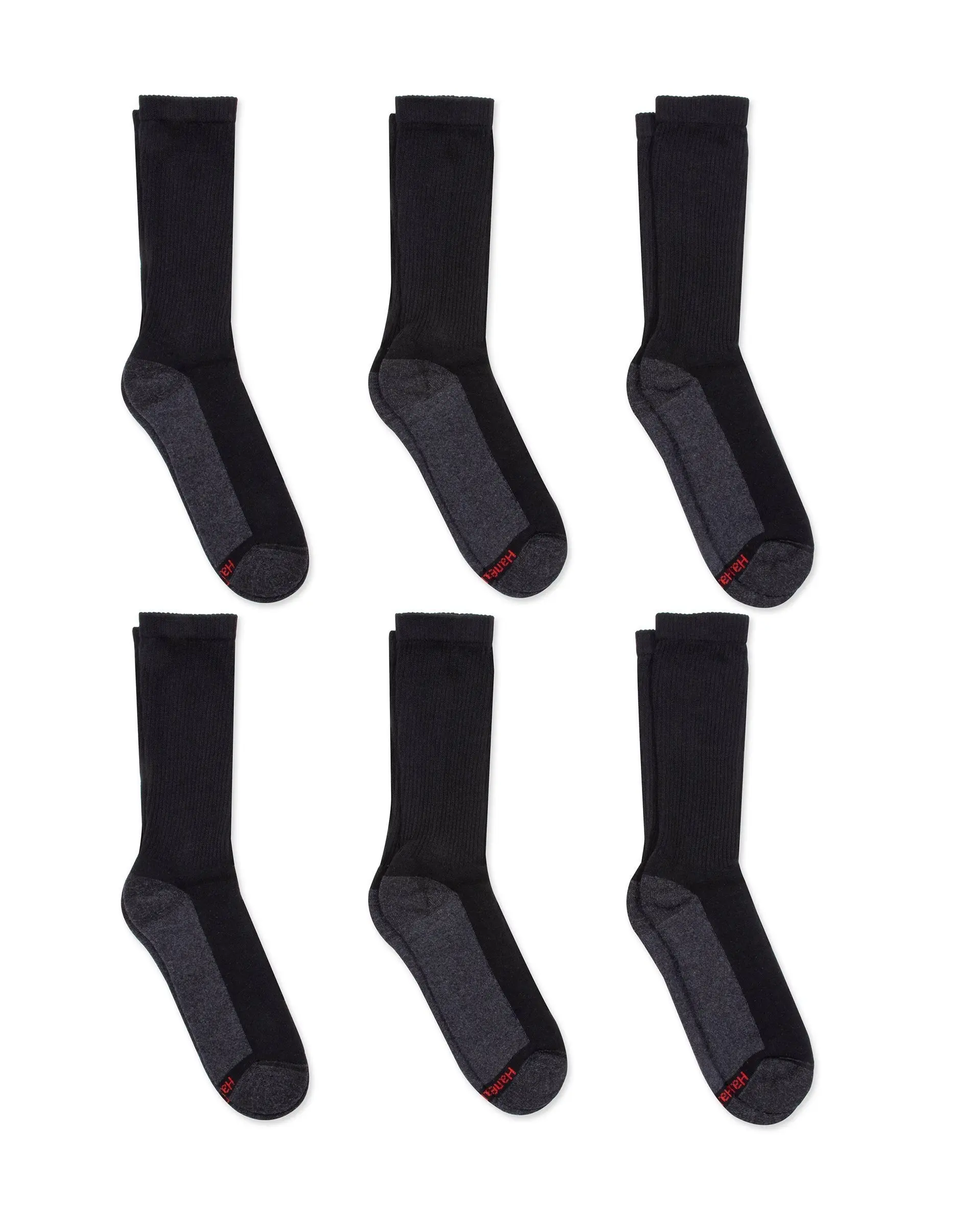 Hanes Double Tough Men's Crew Socks, Comfort Top, Shoe Sizes 12-14, 6-Pairs Hanes Double Tough Men's Crew Socks, Comfort Top, Shoe Sizes 12-14, 6-Pairs