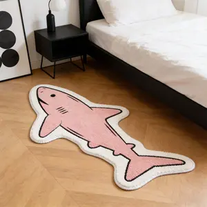 Creative Cartoon Shark Rug, Soft Plush Carpet for Bedroom, Living Room, Nursery, Game Room, Casual Area, Hand Wash Only