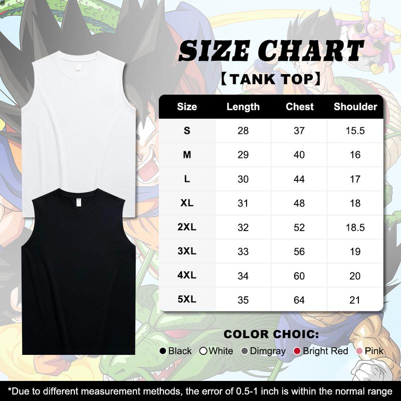 Urban Street Tee Tank Retro Unisex 80s 90s Dragon Ball DBZ Goku Oversized streetwear singlet muscle cotton outfits men short summer graphic t-shirts men's graphic tees Fits vacation outfits Anime tank tops men gifts