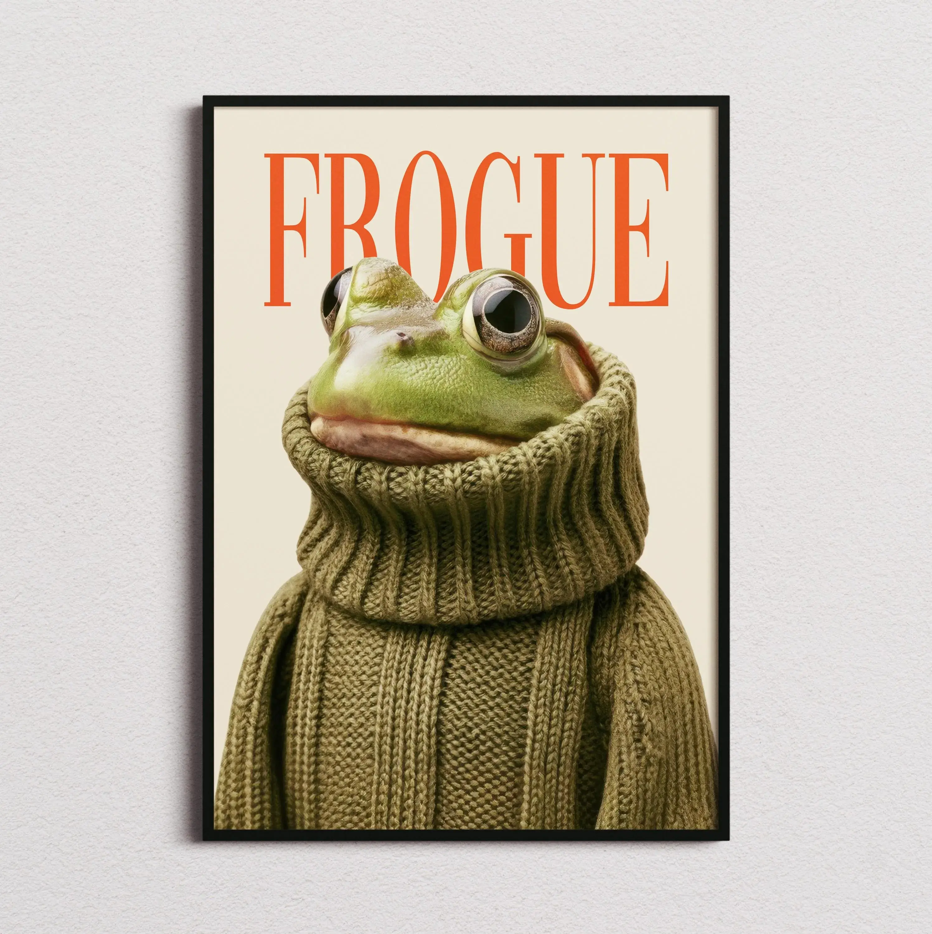 Frogue Magazine Art Print Fashion Frog Print Funny Frog Poster Trendy Eclectic Decor Frog Art Chic Unframed Poster