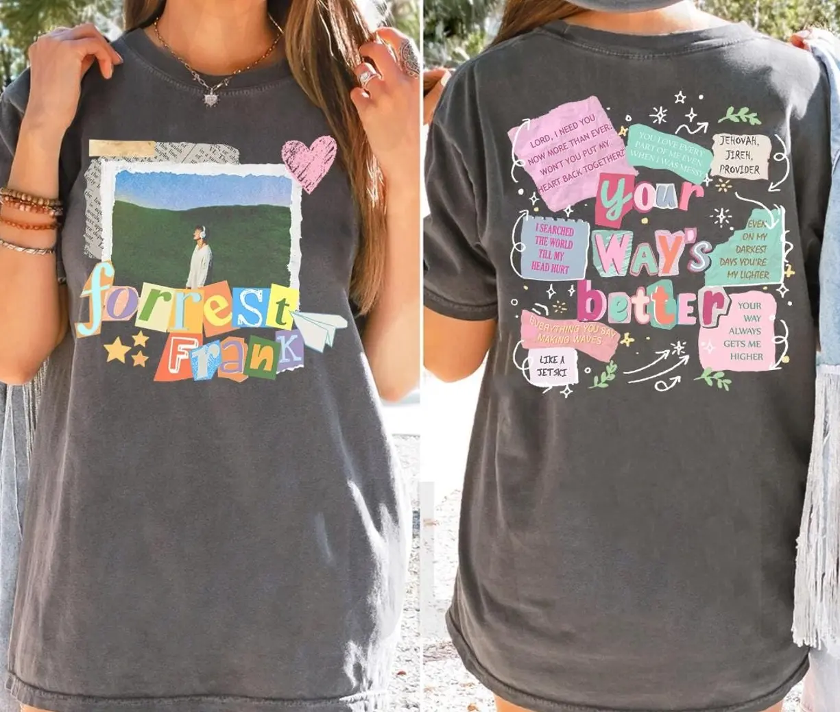 Forrest Frank Tour T-Shirt for Women, Casual Fit Cotton Top with 2-Sided "Your Way Is Better" Lyrics Graphic, Lightweight Concert Merch, Comfortable, Shortsleeve, Bottom, Everyday, Breathable