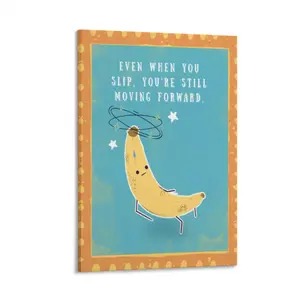 Move Forward Banana – Funny Inspirational Wall Art – Banana Illustration for Classroom or Living Space.Banana Motivational Poster Even When You Slip Youre Still Moving Forward Inspirational Art Print For Home Office Decor