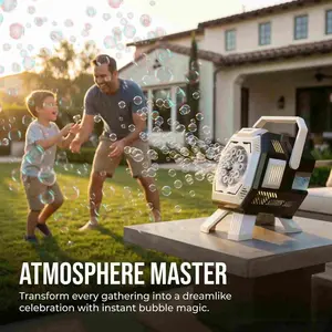 Upgrade Desktop Automatic Bubble Machine, 3+ Years Old Unisex, Fast Bubble Production, 360° Auto Rotation, RGB Lights, Party Gift, Bubble Maker, Bubble Blower, Outdoor Bubble Machine