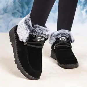 Snow Boots Winter Shoes Slip-On  Comfortable Fur Lined Boots for Women Slip On Booties Warm Anti Slip Shoes