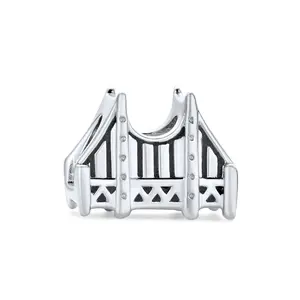 .925 Sterling Silver Traveler Landmark Golden Gate Bridge San Francisco Charm Bead