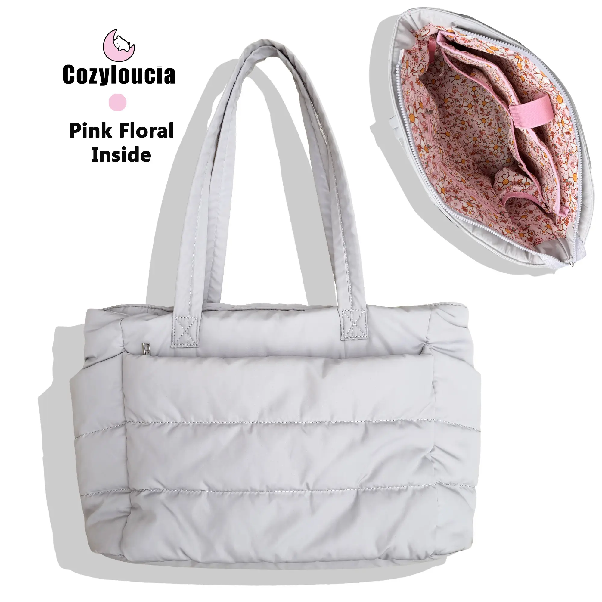 Light Grey -Pink Floral