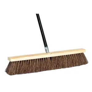212 MAIN Palmyra Push Broom - 18-in Bristle Head, 60-in Wooden Hardwood Long Handle, Home Care Cleaning Supply, Work Tools
