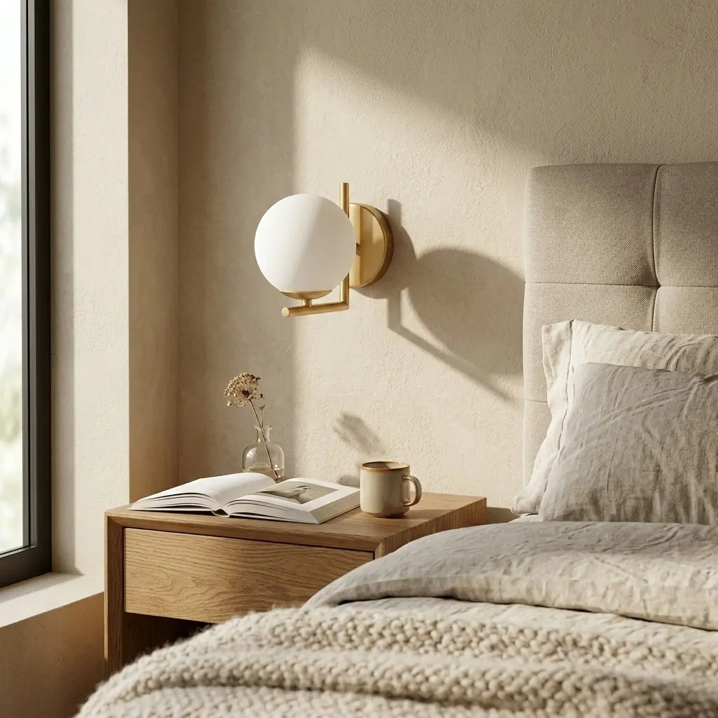Modern brass wall lamp for nightstand, classic white, Nordic wall lamp, dome glass for hallway, bedroom, living room, bedroom