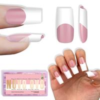 Square Medium White French Tip Berry Pink
