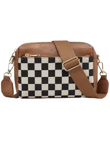 Women's Fashionable Checkerboard Pattern Crossbody Bag, Casual Versatile Zipper Shoulder Bag for Daily Used, Trendy All-match Commuter Bag, Handbag Shoulder Bag