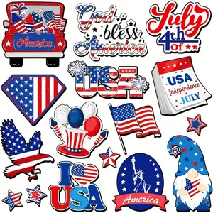 16pcs Patriotic Refrigerator Magnets Magnetic Patriotic Gnomes Magnets Decoration Memorial Day Decorations America Fridge USA Flag Decorative for Home Independence Day Decor