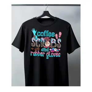 Funny Coffee & Scrubs Graphic Tee for Men - "Coffee and Scrubs" Quote T-Shirt, Pure Cotton Casual Black Shirt for Healthcare Workers, Nurses, Medical Student Gifts Streetwear Crewneck