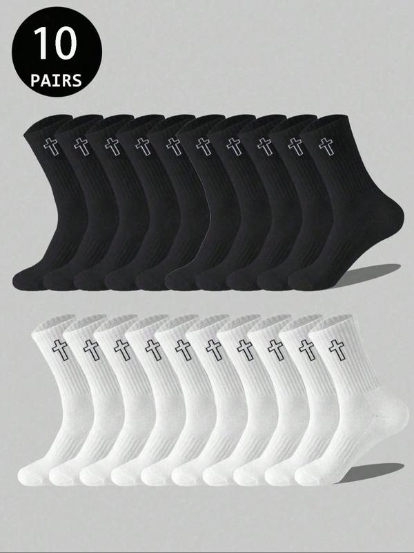 Men's Casual Socks Set, 10 Pairs/20 Pairs, Medium-Length, &, Odor-Resistant, Breathable, Sweat-Absorbent, Two Styles Available