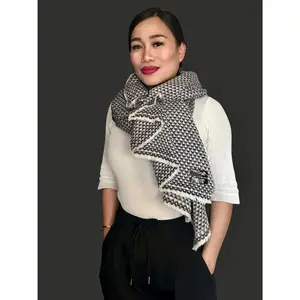 Space Blue Diamond Pattern Pashmina Cashmere Blend Shawl