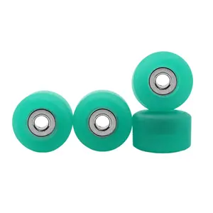 Apex 61D Urethane Fingerboard Wheels, New Street Shape, Ultra Spin Bearings - Teak Teal Colorway - Set of 4