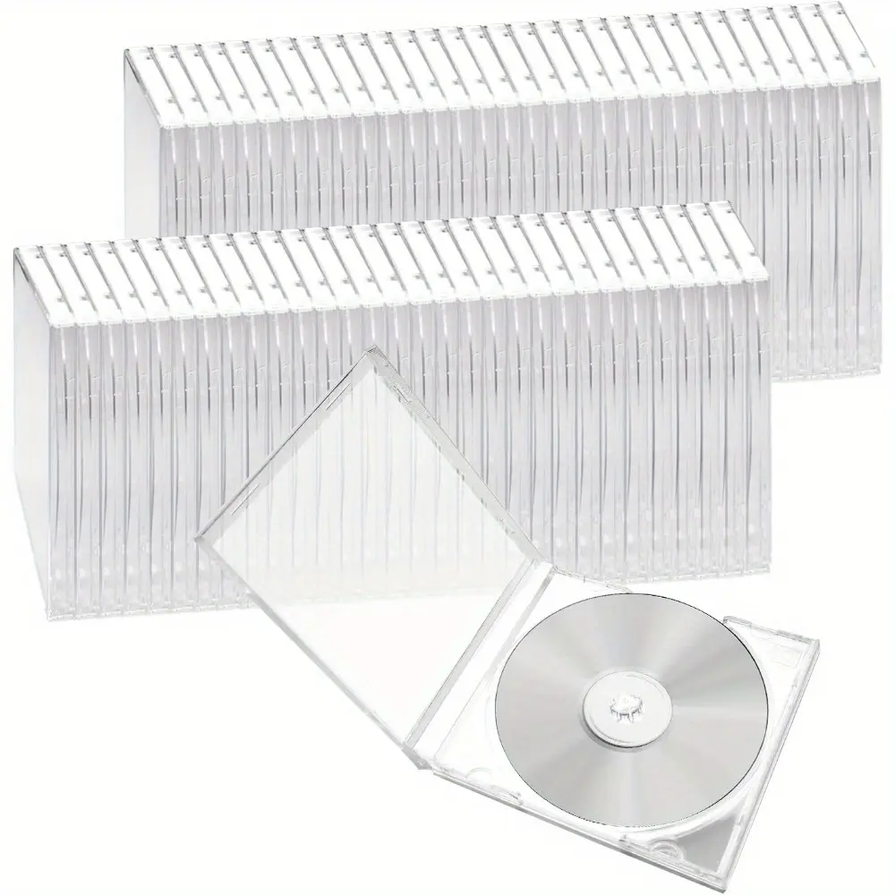 60 Pieces Plastic CD Jewel Case for Storage, 10.4 mm Single DVD Disc Case Clear Standard CD DVD Protection Cover Boxes Organiser