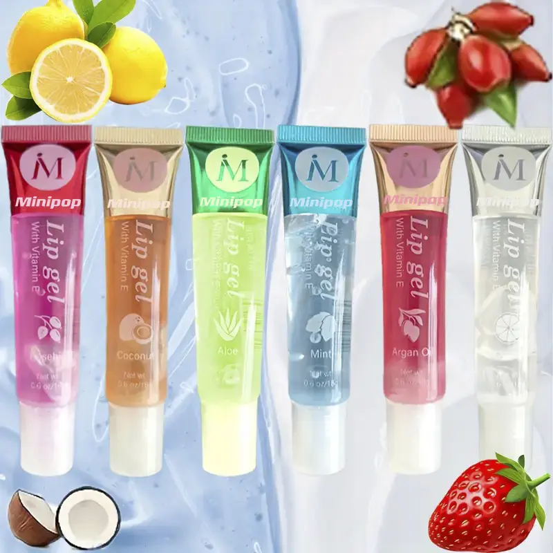 6Pcs Transparent Fruity Lip Oil, Hydrating Glossy Lip Gloss Tube Lip Care Oil Lip Product Cosmetic