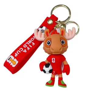 2026 Football World Cup Keychain Cartoon Mascot Pendant Fan Merchandise Car Decoration Small Gift for Soccer Fans