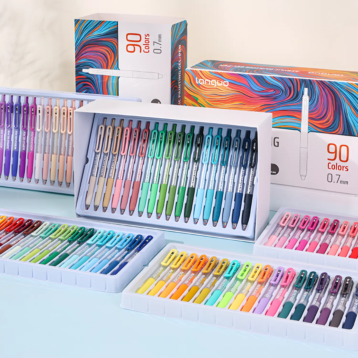 Acrylic Painting Gel Pen,Retractable 0.7mm Tip,Rich Color Large Capacity Ink Pens,Art Supplie,For Diary,Card,DIY,Coloring, Doodling, Stackable colors, Clip Acrylic Gel Pen