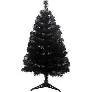 3 Foot Christmas Trees Artificial Xmas Pine Tree with PVC  Stand Base  Office Holiday Decoration (Black)