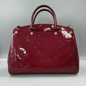 Pre-owned Louis Vuitton Montaigne Burgundy Monogram Vernis Patent Tote FY058 26.05.21
