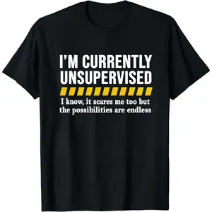 Funny Sarcastic Shirt, Im Currently Unsupervised, Joke Tee for Dads