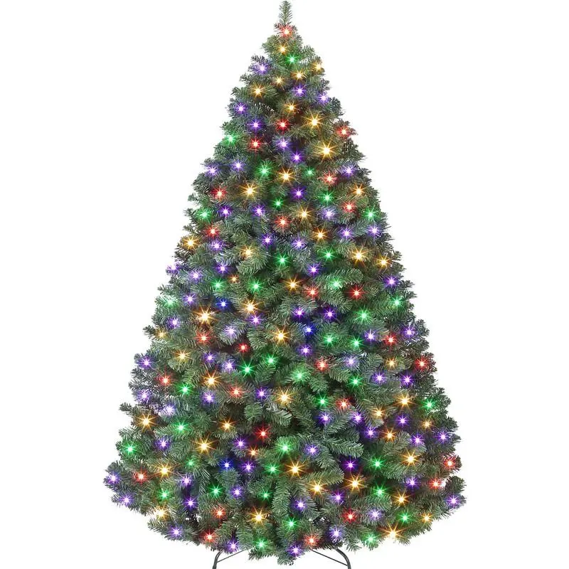 GARVEE 6ft Christmas Tree with LED Lights, Realistic High-End Spruce Xmas Trees, Holiday Christmas Tree with Metal Hinges and Collapsible Base for Home Parties and Office Decorations