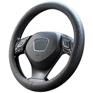 Car Steering boneless steering wheel Cover - Grip Universal  steering wheel for Diverse Cars, comfort Durable Leather Cover with Anti-Slip Lining