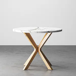 Nicole Selection Round Marble Dining Table 250KG Heavy Duty, Waterproof & Easy Clean, Modern Kitchen Table with Oak Finish Legs for Home Restaurant