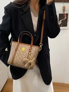 Women's 2026 New Fashion European Letter Print Bucket Bag, PU Leather Handbag, Elegant All-Season Shopping Bag, Crossbody & Shoulder Bag