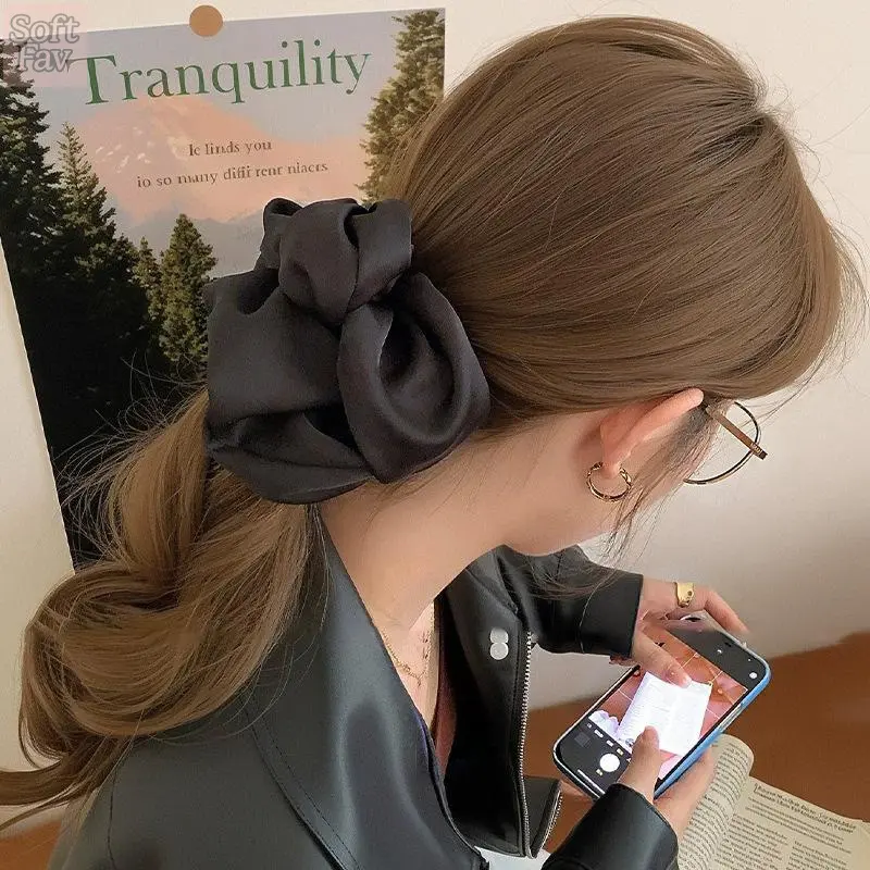 SoftFav 2026 Large Satin Scrunchie Collection Solid Color Hair Ties High Elasticity Secure Fit for High Ponytails Wholesale Option Versatile Stylish Hair Accessories outdoorfun SoftFav 2026 Large Satin Scrunchie Collection Solid Color Hair Ties High Elasticity Secure Fit for High Ponytails Wholesale Option Versatile Stylish Hair Accessories outdoorfun