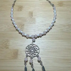 Rose Quartz and White Howlite Dream catcher necklace