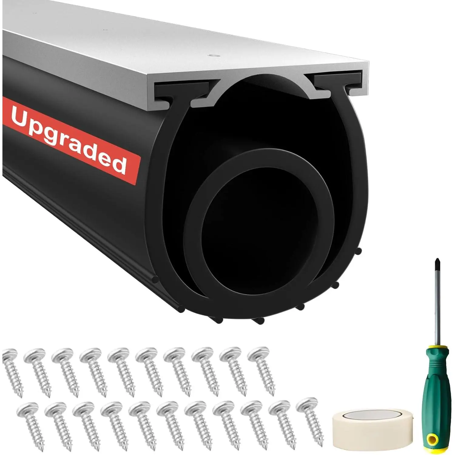 Garage Door Seals Bottom Rubber -  18 Ft Heavy-Duty Garage Door Weather Stripping Bottom Seal with Pre-drilled  Track Retainer Kit, Easy Installation for  & Commercial
