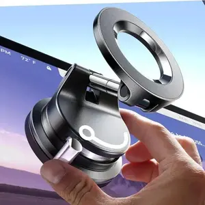 Lisen Retractable Car Phone Mount, Vacuum Magnetic Holder, 360° Adjustable, Foldable Suction Mount, for Garmin GPS, Mirror, Smooth Surface, iPhone 16 Pro Max 15, Portable Phone Holder