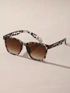 Unisex Vintage Square Frame Tinted Lenses Sunglasses, Modern Accessories for Men, Trendy Casual Leopard Print Sunglasses for Everyday Use, Fashionable Versatile Accessories for Outdoor Activities, Lightweight Durable Sunglasses