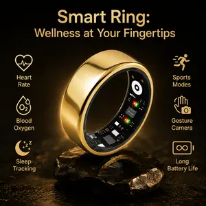 Quriov Smart Ring, Waterproof Tracking Fitness Ringwith Sleep, Heart Rate Monitoring, Stylish Wearable for Men & Women gift Wireless Connection,with charging box Touch Screen Watch Running Watch Compact Durable Medical