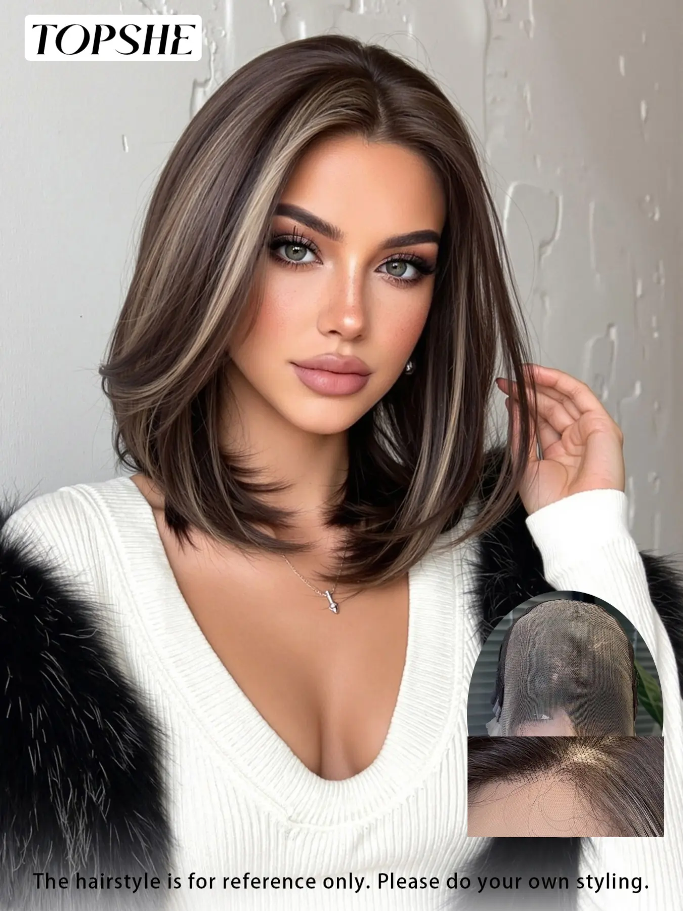 Topshe 13x6 Lace Front Wig, Dyed Short Straight Hair with Natural Layered Cut, Breathable Heat-Resistant Lace, Comfortable and Easy to Wear