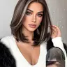 Topshe 13x6 Lace Front Wig, Dye Short Straight Hair, Breathable Lace, Natural Layered Cut, Heat Resistant, Comfortable and Easy to Wear