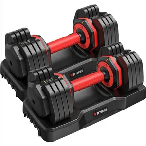 FITNESS 5-in-1 Adjustable Dumbbells Quick-Adjust System Anti-Slip Handles Home Gym for All Levels Fitness & Nutrition Plans