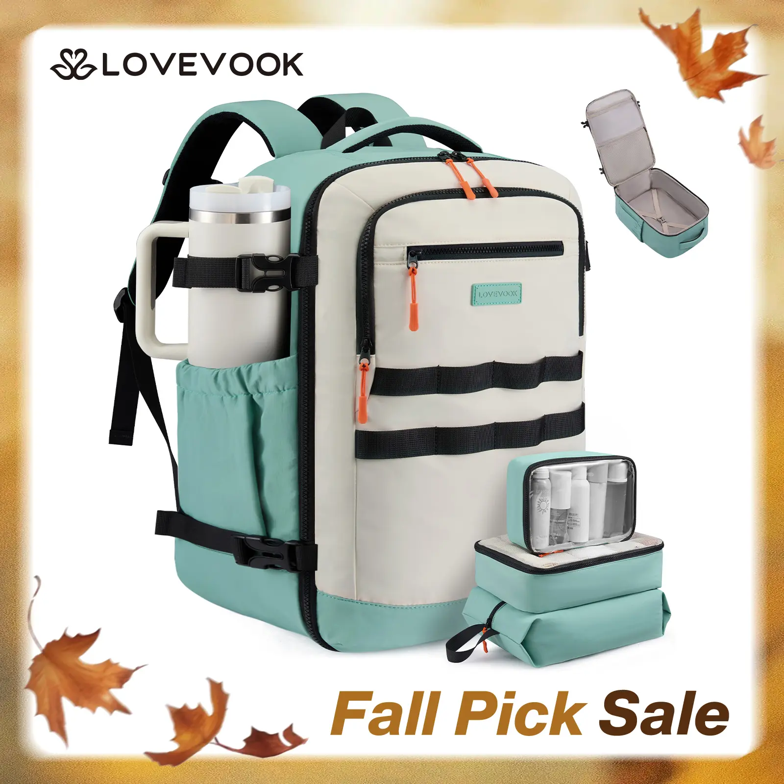 LOVEVOOK 40L&50L Travel Backpack for Women & Men, TSA Approved Carry On Backpack with 3 Packing Cubes, Waterproof Personal Item Bag Fits 17" Laptop, Weekender Essentials Overnight Backpack for Trip